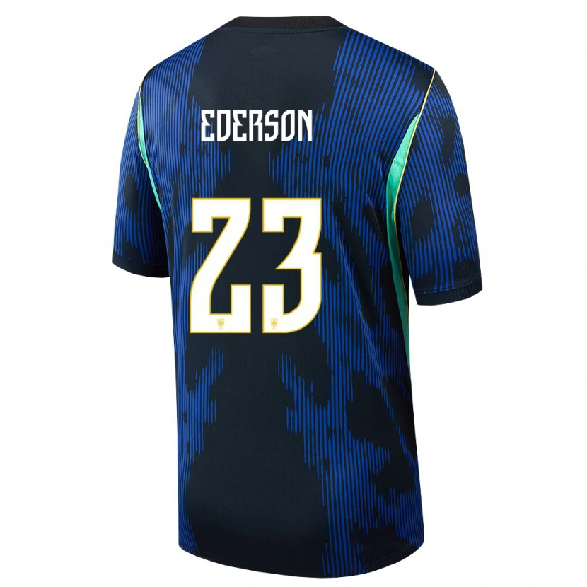 Danxen Barn Brasilien Ederson #23 Blå Marin Gul Bortatröja Matchtröjor 26-28 Tröjor T-Tröja