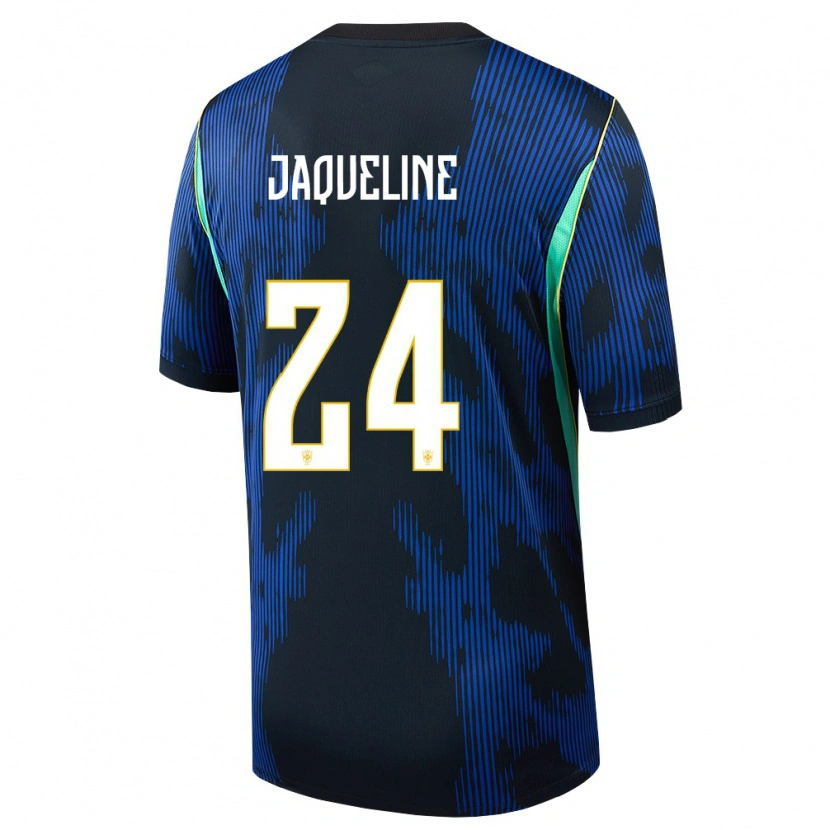 Danxen Barn Brasilien Jaqueline #24 Blå Marin Gul Bortatröja Matchtröjor 26-28 Tröjor T-Tröja