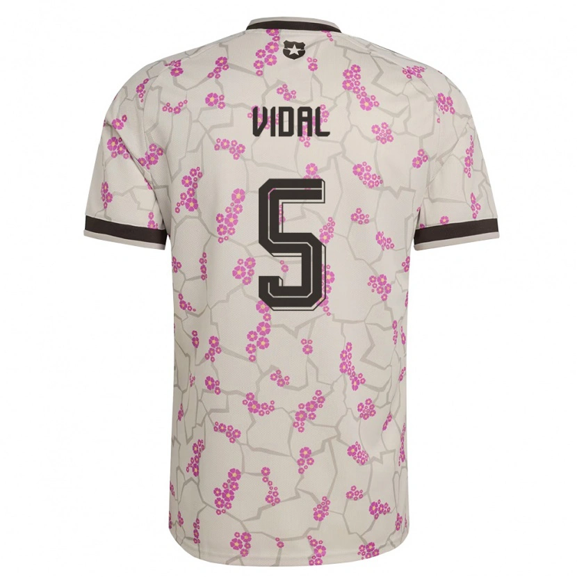 Danxen Barn Chile Valentín Vidal #5 Vit Lila Bortatröja Matchtröjor 26-28 Tröjor T-Tröja