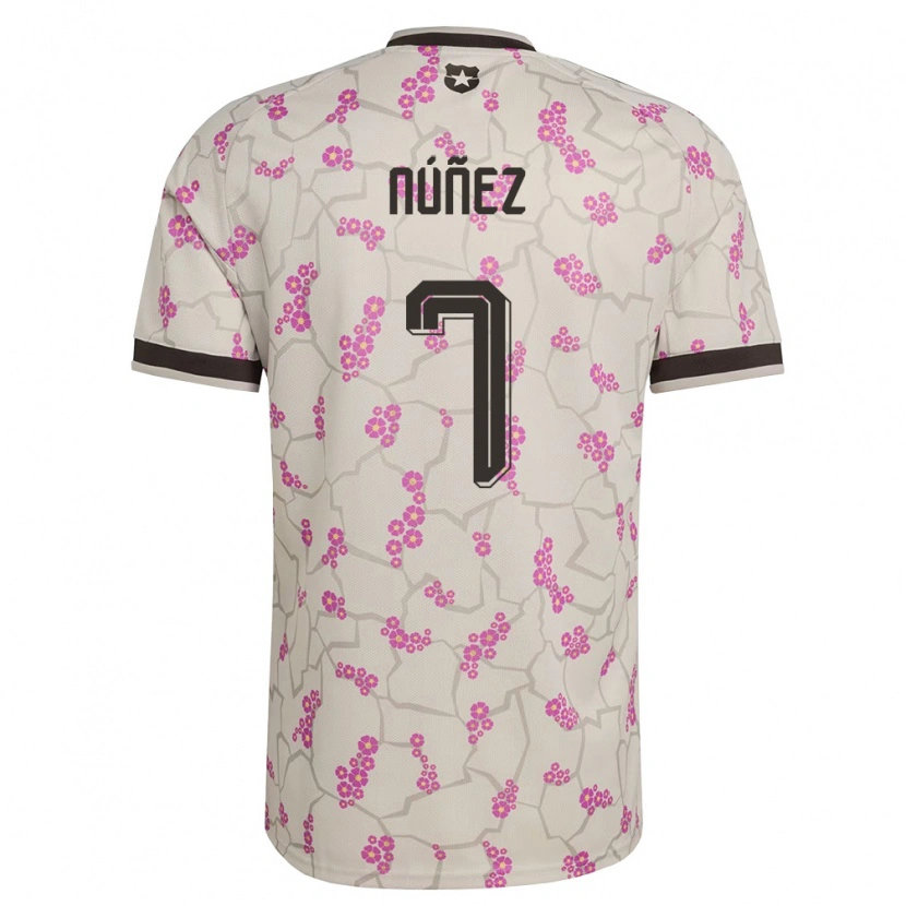 Danxen Barn Chile Marcelino Núñez #7 Vit Lila Bortatröja Matchtröjor 26-28 Tröjor T-Tröja