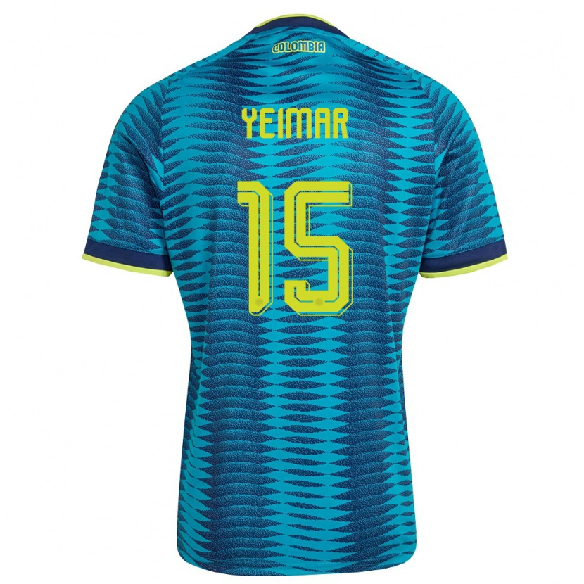 Danxen Barn Colombia Yeimar Mosquera #15 Blå Marin Gul Bortatröja Matchtröjor 26-28 Tröjor T-Tröja