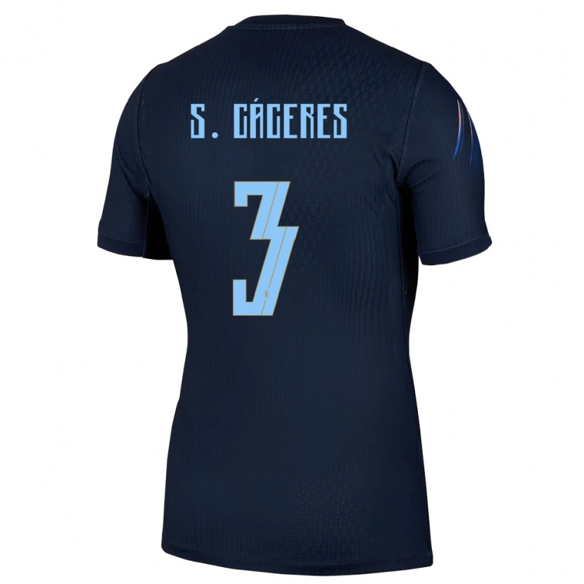 Danxen Barn Uruguay Sebastián Cáceres #3 Svart Blå Bortatröja Matchtröjor 26-28 Tröjor T-Tröja