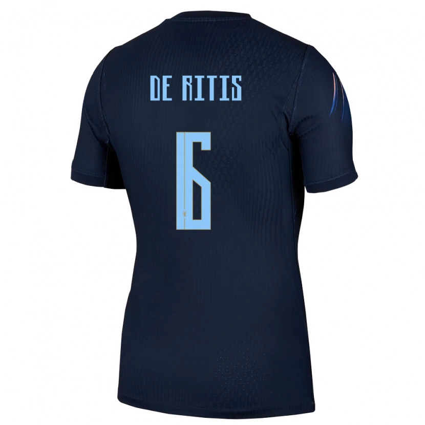 Danxen Barn Uruguay Mathias De Ritis #6 Svart Blå Bortatröja Matchtröjor 26-28 Tröjor T-Tröja