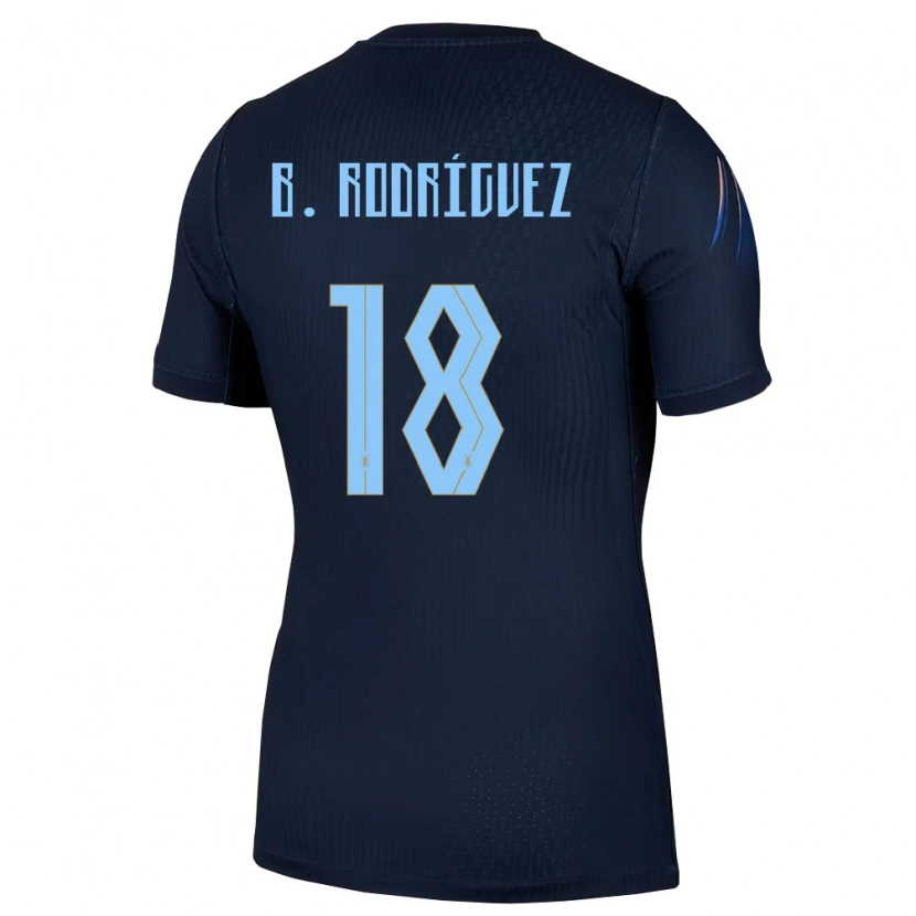 Danxen Barn Uruguay Brian Rodríguez #18 Svart Blå Bortatröja Matchtröjor 26-28 Tröjor T-Tröja
