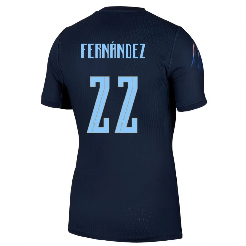 Danxen Barn Uruguay Francisco Fernández #22 Svart Blå Bortatröja Matchtröjor 26-28 Tröjor T-Tröja