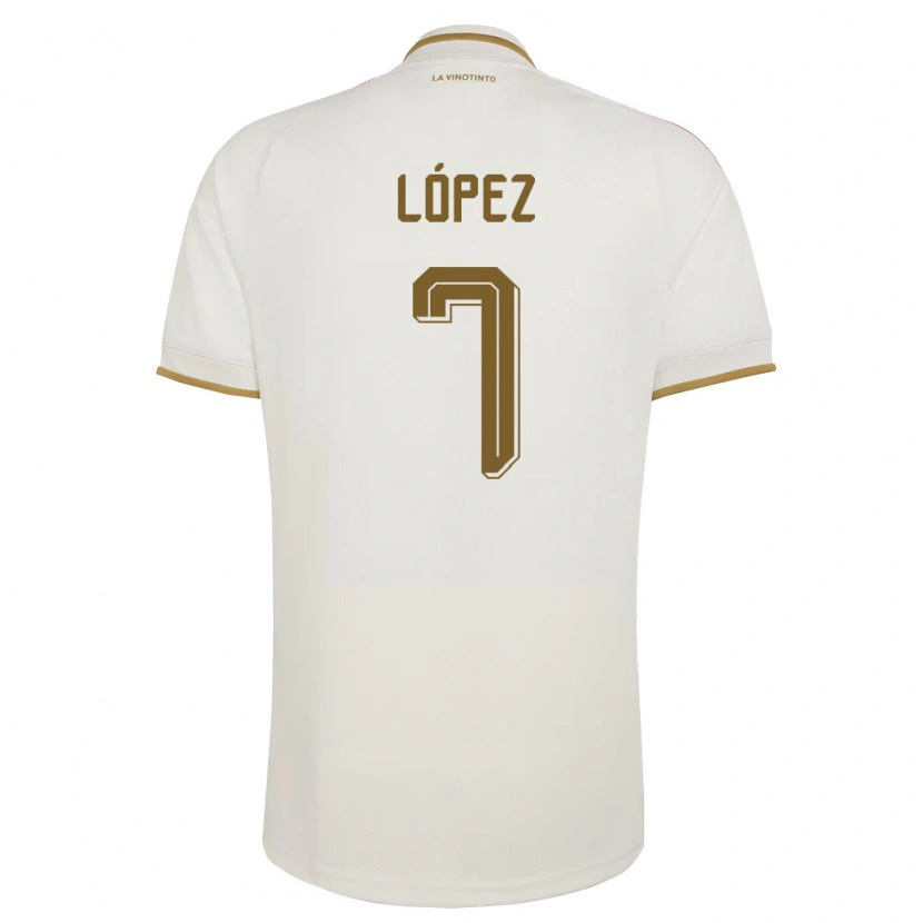 Danxen Barn Venezuela José López #7 Off-White Gul Bortatröja Matchtröjor 26-28 Tröjor T-Tröja