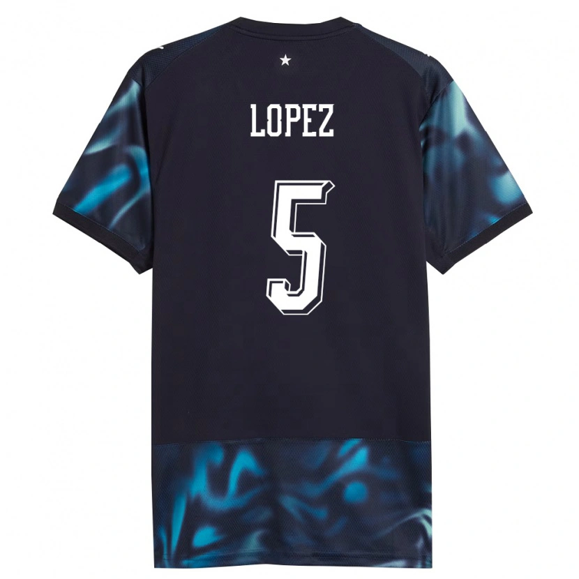 Danxen Barn Paraguay Óscar López #5 Marin Himmelblå Bortatröja Matchtröjor 26-28 Tröjor T-Tröja