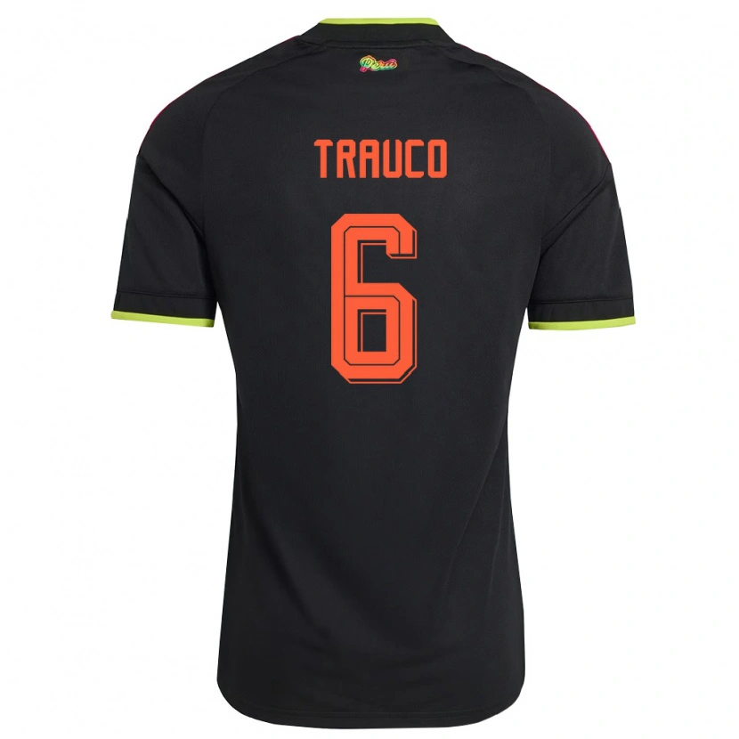 Danxen Barn Peru Miguel Trauco #6 Svart Gul Rosa Bortatröja Matchtröjor 26-28 Tröjor T-Tröja