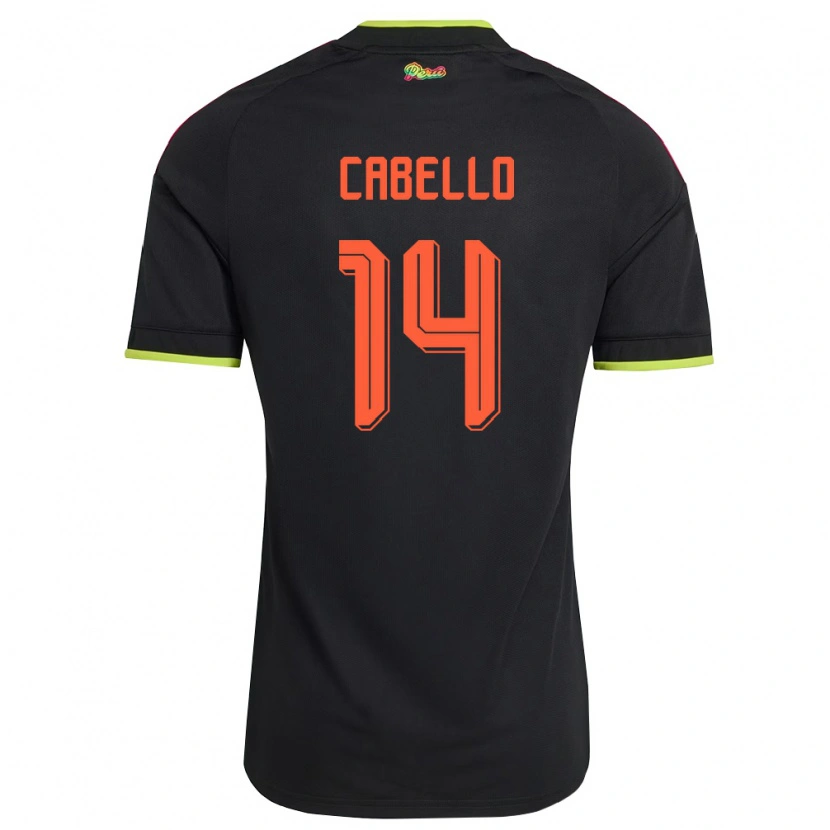 Danxen Barn Peru Carlos Cabello #14 Svart Gul Rosa Bortatröja Matchtröjor 26-28 Tröjor T-Tröja