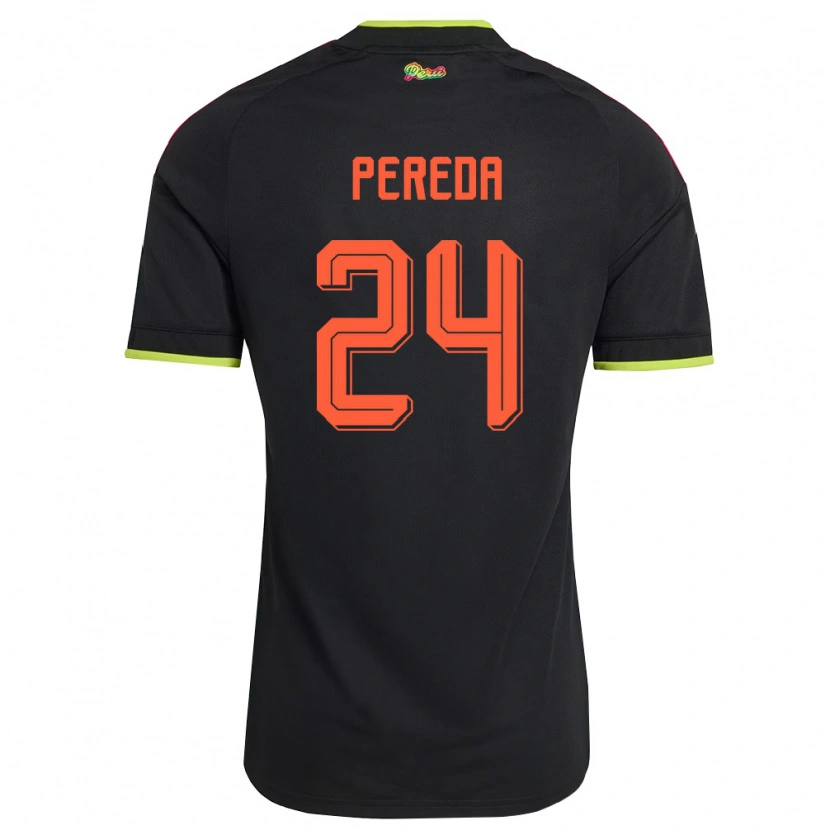 Danxen Barn Peru Samuel Pereda #24 Svart Gul Rosa Bortatröja Matchtröjor 26-28 Tröjor T-Tröja