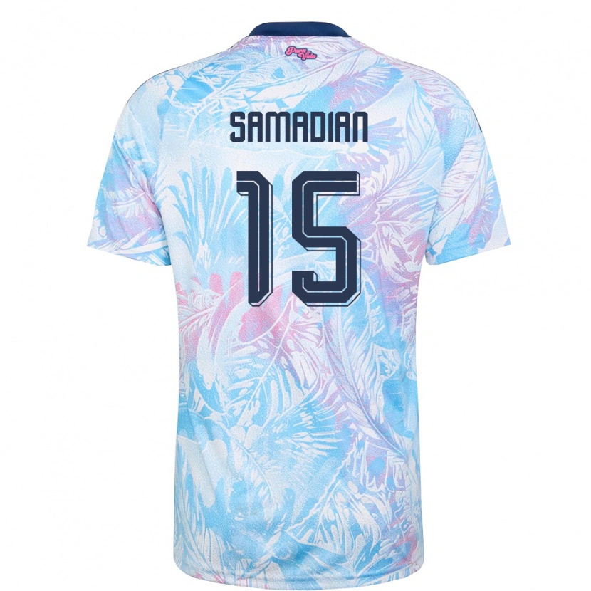 Danxen Barn Costa Rica Farbod Samadian #15 Himmelblå Marin Rosa Bortatröja Matchtröjor 26-28 Tröjor T-Tröja