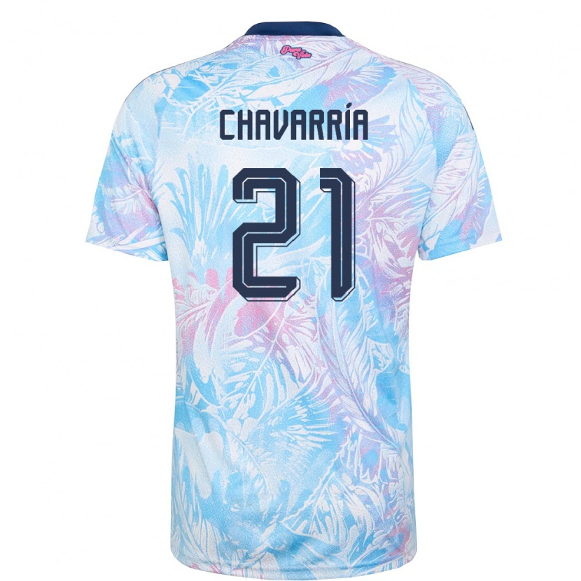 Danxen Barn Costa Rica Saúl Chavarría #21 Himmelblå Marin Rosa Bortatröja Matchtröjor 26-28 Tröjor T-Tröja