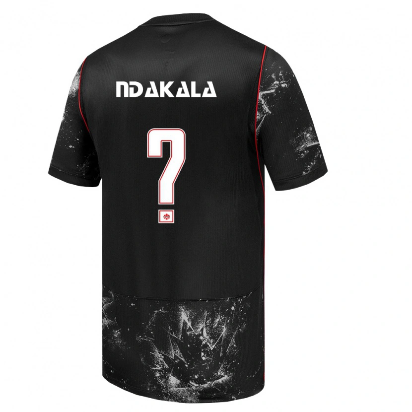 Danxen Barn Kanada Joshue Ndakala #0 Svart Vit Röd Bortatröja Matchtröjor 26-28 Tröjor T-Tröja