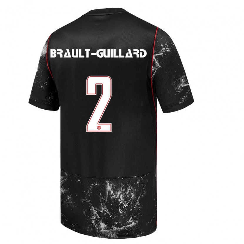 Danxen Barn Kanada Zachary Brault-Guillard #2 Svart Vit Röd Bortatröja Matchtröjor 26-28 Tröjor T-Tröja