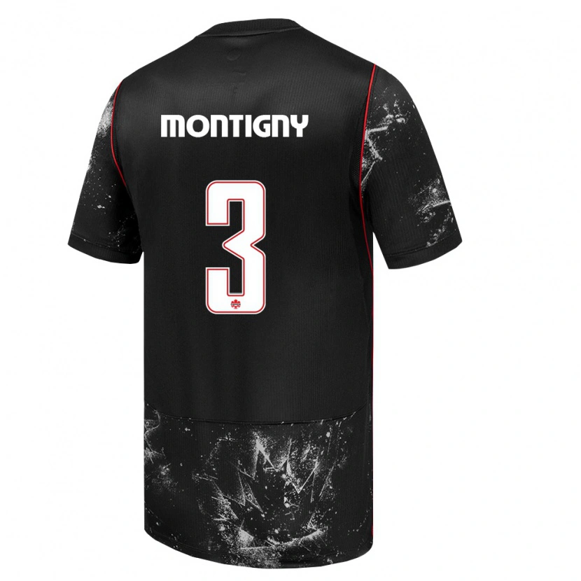 Danxen Barn Kanada Gaël De Montigny #3 Svart Vit Röd Bortatröja Matchtröjor 26-28 Tröjor T-Tröja