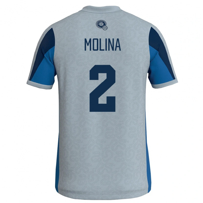 Danxen Barn El Salvador William Molina #2 Vit Himmelblå Bortatröja Matchtröjor 26-28 Tröjor T-Tröja