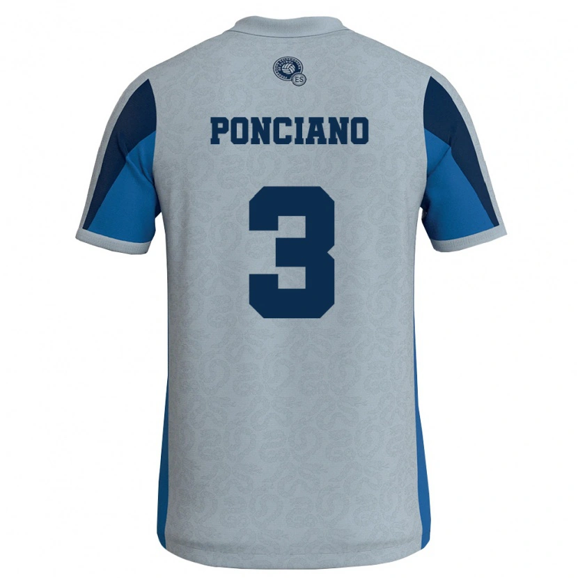 Danxen Barn El Salvador Emir Ponciano #3 Vit Himmelblå Bortatröja Matchtröjor 26-28 Tröjor T-Tröja