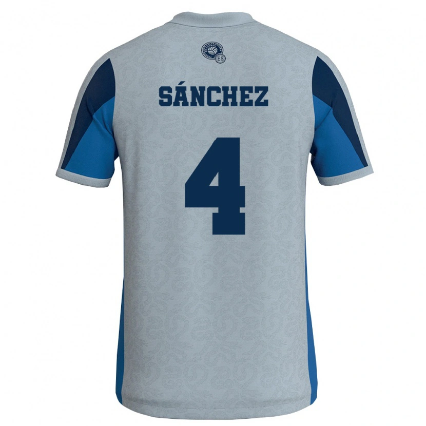 Danxen Barn El Salvador Piero Sánchez #4 Vit Himmelblå Bortatröja Matchtröjor 26-28 Tröjor T-Tröja