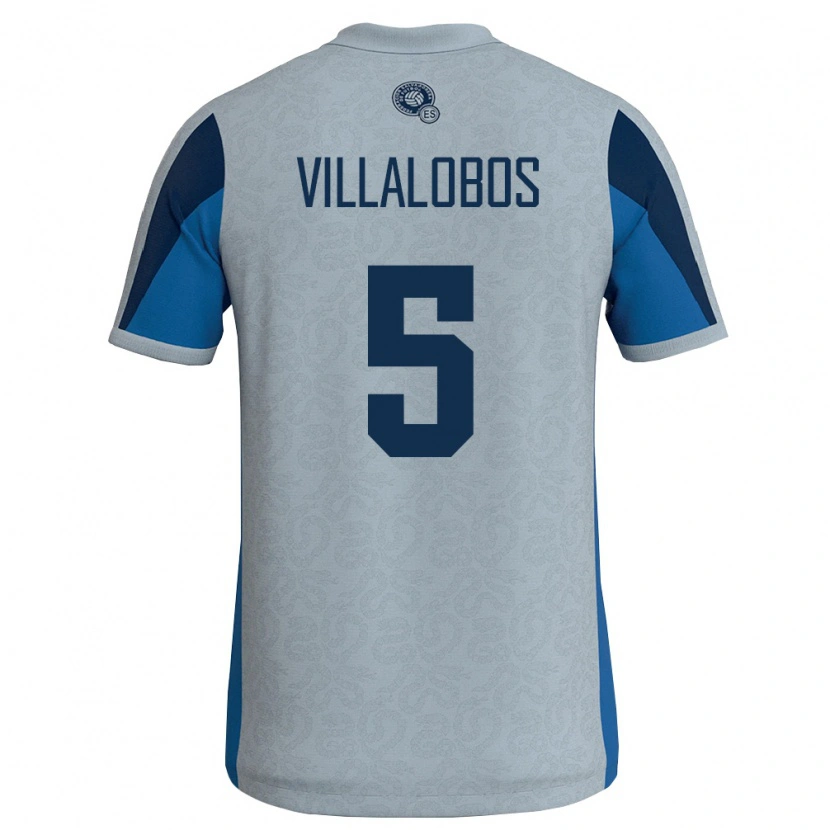 Danxen Barn El Salvador Kristian Villalobos #5 Vit Himmelblå Bortatröja Matchtröjor 26-28 Tröjor T-Tröja