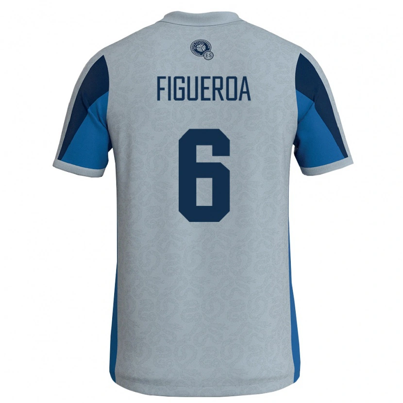 Danxen Barn El Salvador Elder Figueroa #6 Vit Himmelblå Bortatröja Matchtröjor 26-28 Tröjor T-Tröja