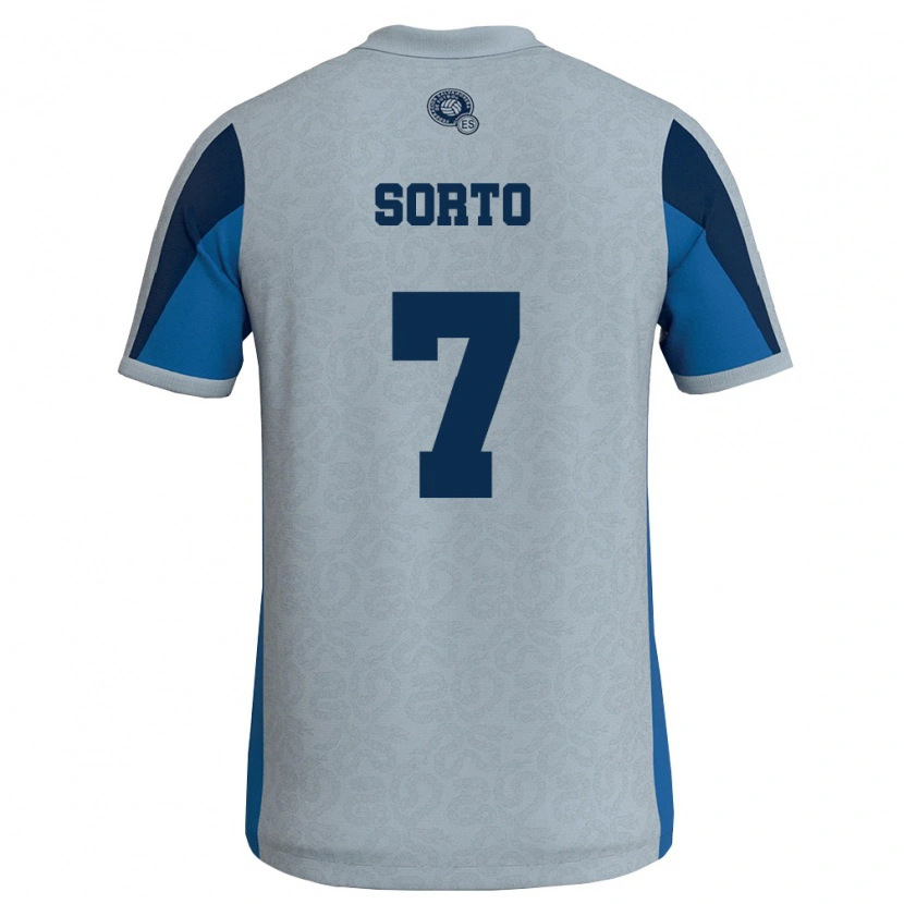 Danxen Barn El Salvador Gabriel Sorto #7 Vit Himmelblå Bortatröja Matchtröjor 26-28 Tröjor T-Tröja