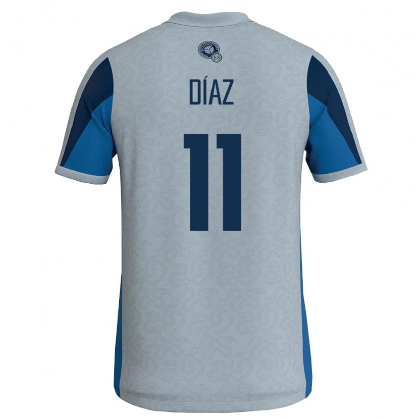 Danxen Barn El Salvador Nelson Díaz #11 Vit Himmelblå Bortatröja Matchtröjor 26-28 Tröjor T-Tröja