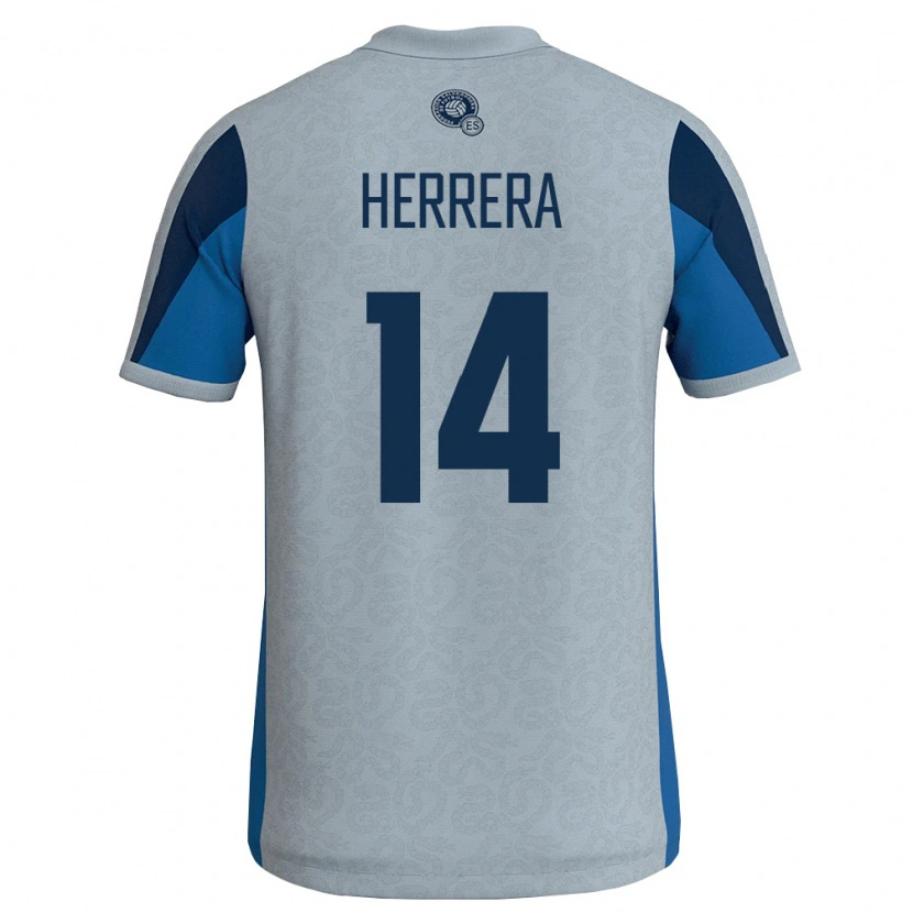 Danxen Barn El Salvador Franco Herrera #14 Vit Himmelblå Bortatröja Matchtröjor 26-28 Tröjor T-Tröja