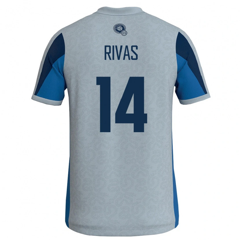 Danxen Barn El Salvador Keylor Rivas #14 Vit Himmelblå Bortatröja Matchtröjor 26-28 Tröjor T-Tröja