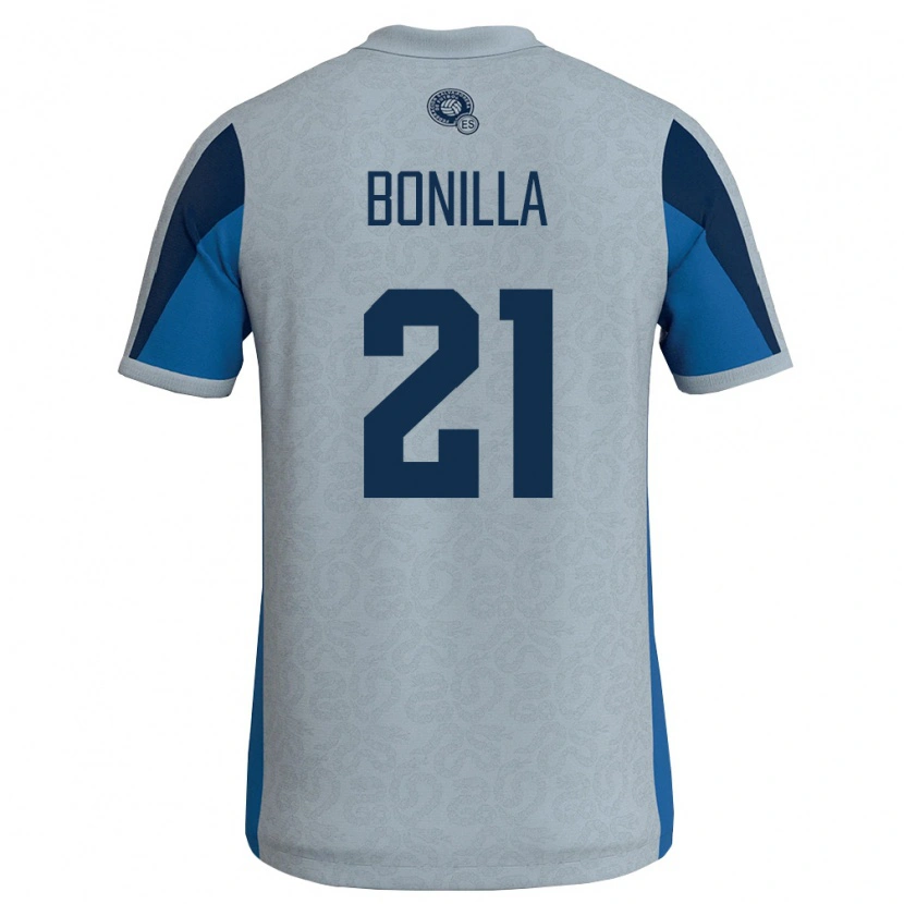 Danxen Barn El Salvador Elmer Bonilla #21 Vit Himmelblå Bortatröja Matchtröjor 26-28 Tröjor T-Tröja