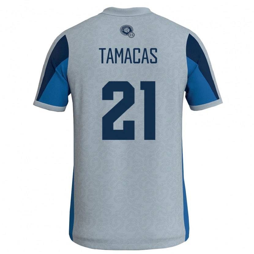 Danxen Barn El Salvador Bryan Tamacas #21 Vit Himmelblå Bortatröja Matchtröjor 26-28 Tröjor T-Tröja