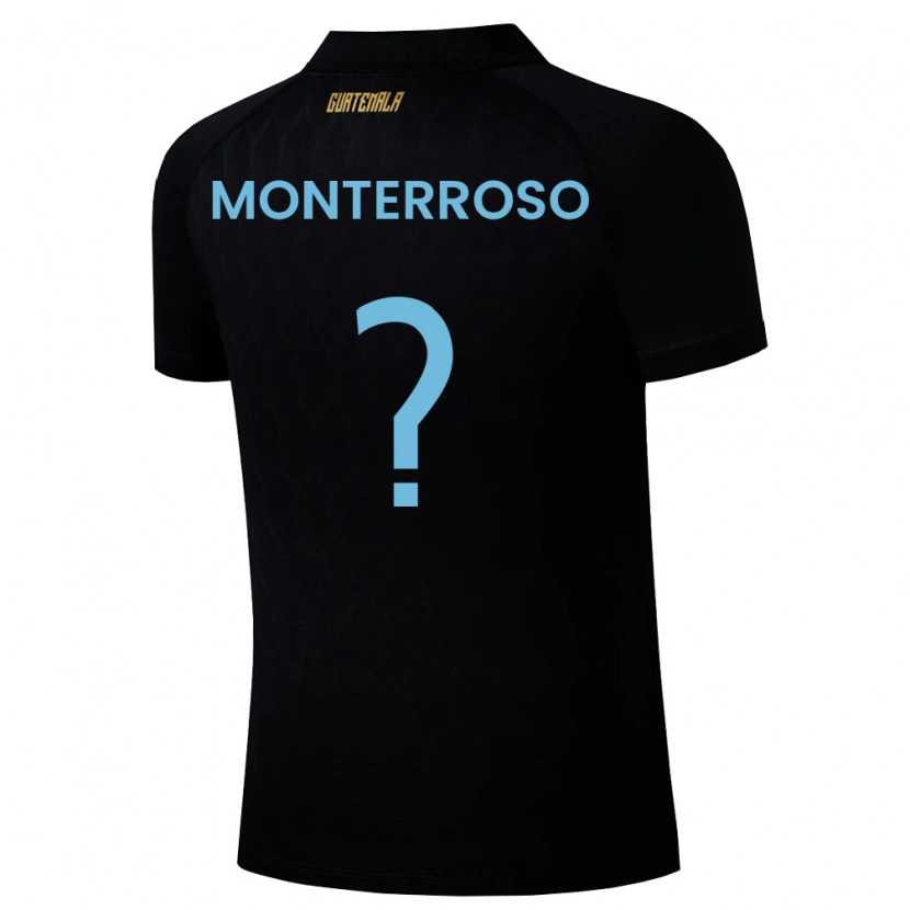 Danxen Barn Gwatemala María Monterroso #0 Svart Himmelblå Vit Bortatröja Matchtröjor 26-28 Tröjor T-Tröja