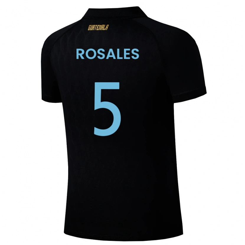 Danxen Barn Gwatemala José Rosales #5 Svart Himmelblå Vit Bortatröja Matchtröjor 26-28 Tröjor T-Tröja