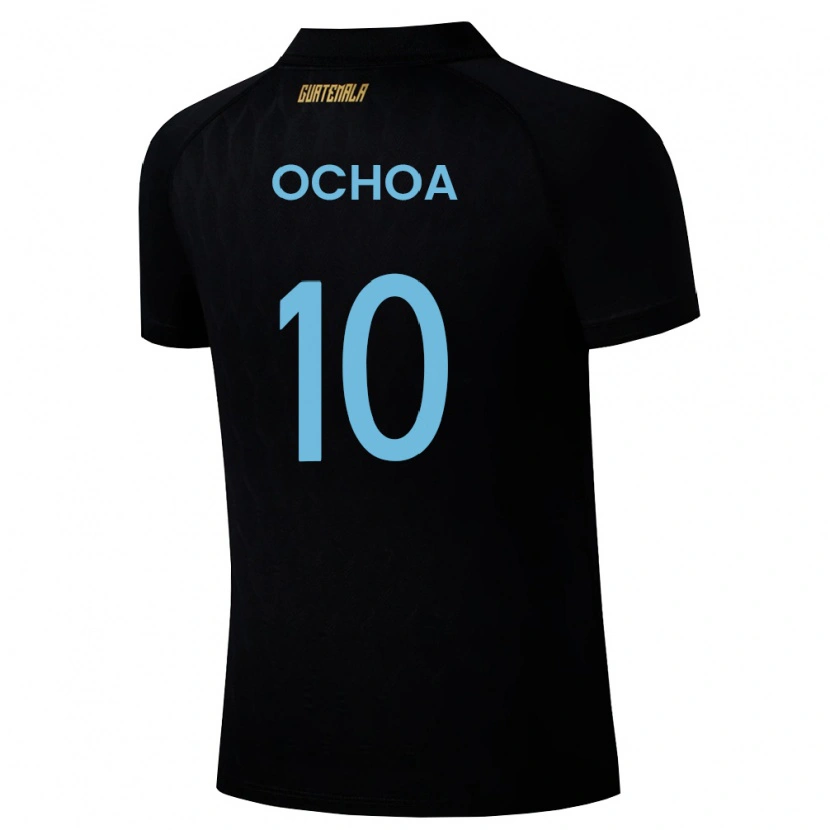 Danxen Barn Gwatemala José Ochoa #10 Svart Himmelblå Vit Bortatröja Matchtröjor 26-28 Tröjor T-Tröja