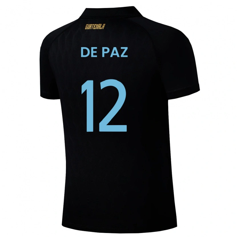 Danxen Barn Gwatemala Mario De Paz #12 Svart Himmelblå Vit Bortatröja Matchtröjor 26-28 Tröjor T-Tröja