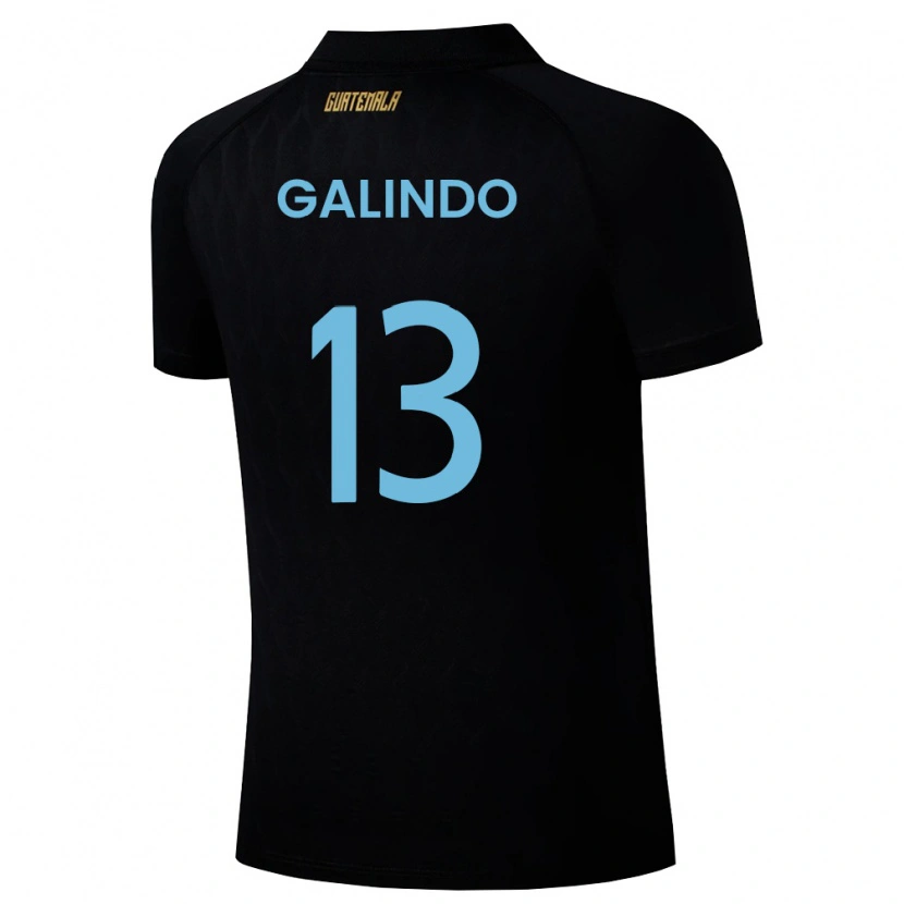 Danxen Barn Gwatemala Alejandro Galindo #13 Svart Himmelblå Vit Bortatröja Matchtröjor 26-28 Tröjor T-Tröja