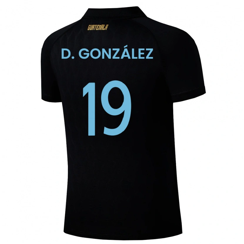 Danxen Barn Gwatemala Daniel González #19 Svart Himmelblå Vit Bortatröja Matchtröjor 26-28 Tröjor T-Tröja