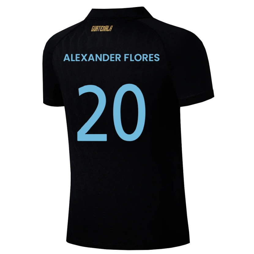 Danxen Barn Gwatemala Luis Alexander Flores #20 Svart Himmelblå Vit Bortatröja Matchtröjor 26-28 Tröjor T-Tröja