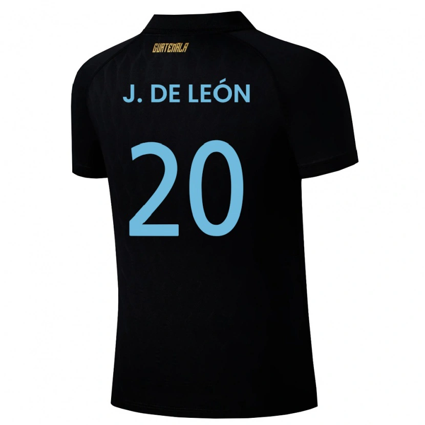Danxen Barn Gwatemala Jorge De León #20 Svart Himmelblå Vit Bortatröja Matchtröjor 26-28 Tröjor T-Tröja