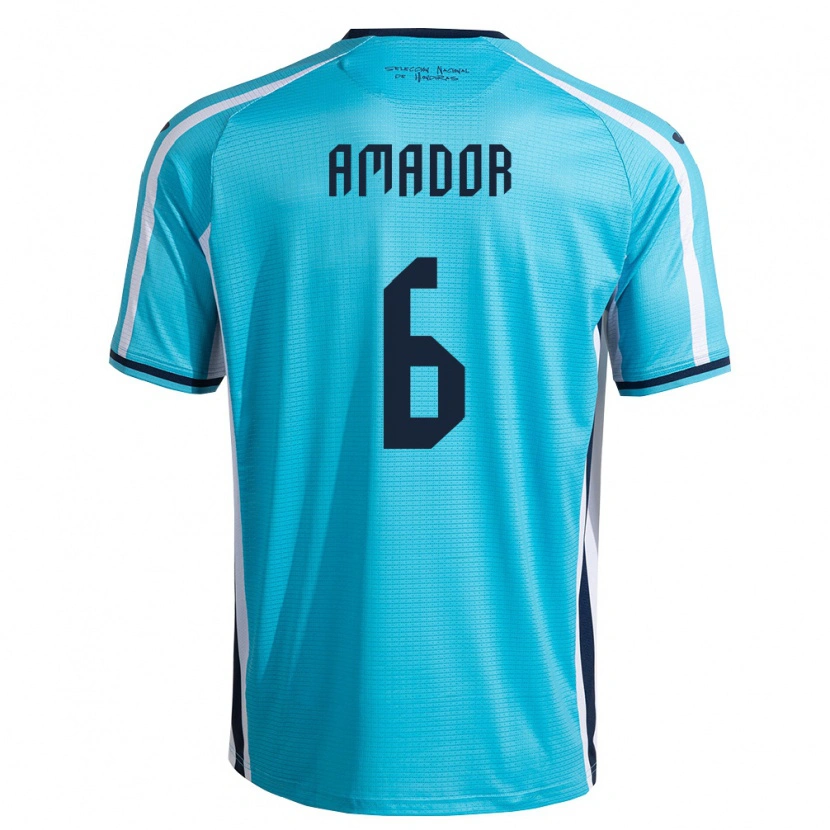 Danxen Barn Honduras Obed Amador #6 Himmelblå Marin Bortatröja Matchtröjor 26-28 Tröjor T-Tröja