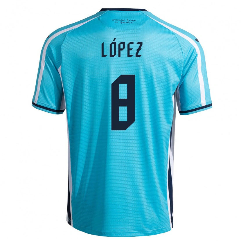 Danxen Barn Honduras Babington López #8 Himmelblå Marin Bortatröja Matchtröjor 26-28 Tröjor T-Tröja