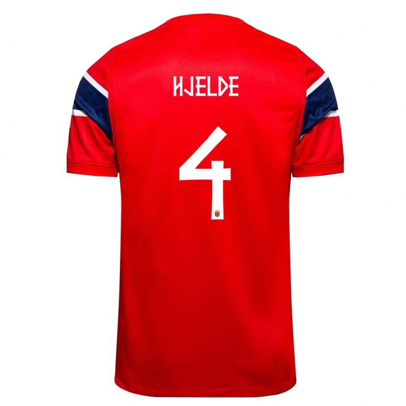 Danxen Män Norge Leo Fuhr Hjelde #4 Röd Marin Vit Hemmatröja Matchtröjor 26-28 Tröjor T-Tröja