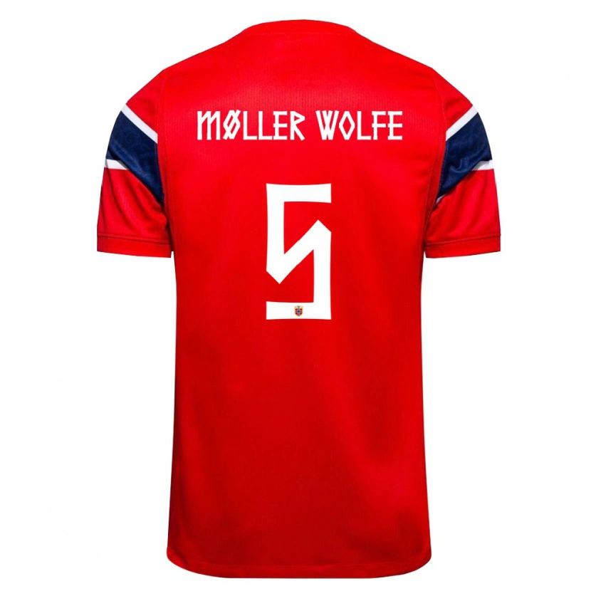 Danxen Män Norge David Møller Wolfe #5 Röd Marin Vit Hemmatröja Matchtröjor 26-28 Tröjor T-Tröja