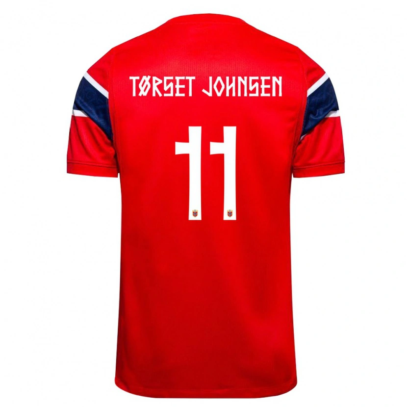 Danxen Män Norge Patrik Tørset Johnsen #11 Röd Marin Vit Hemmatröja Matchtröjor 26-28 Tröjor T-Tröja