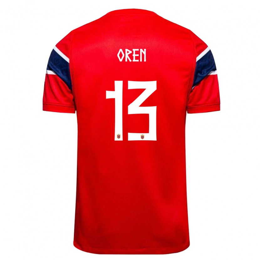 Danxen Män Norge Mathias Øren #13 Röd Marin Vit Hemmatröja Matchtröjor 26-28 Tröjor T-Tröja