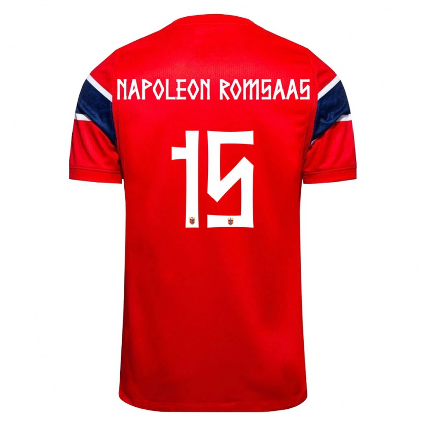Danxen Män Norge Jakob Napoleon Romsaas #15 Röd Marin Vit Hemmatröja Matchtröjor 26-28 Tröjor T-Tröja