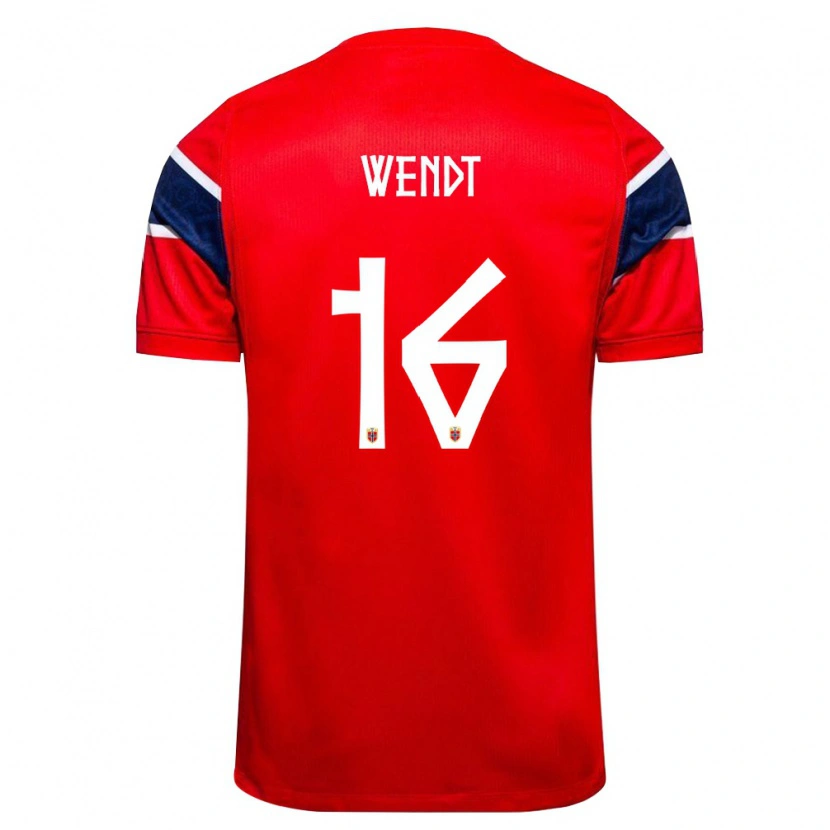 Danxen Män Norge William Wendt #16 Röd Marin Vit Hemmatröja Matchtröjor 26-28 Tröjor T-Tröja