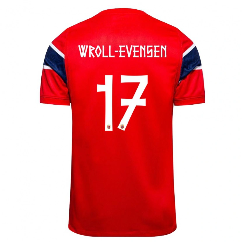 Danxen Män Norge Henrik Wroll-Evensen #17 Röd Marin Vit Hemmatröja Matchtröjor 26-28 Tröjor T-Tröja