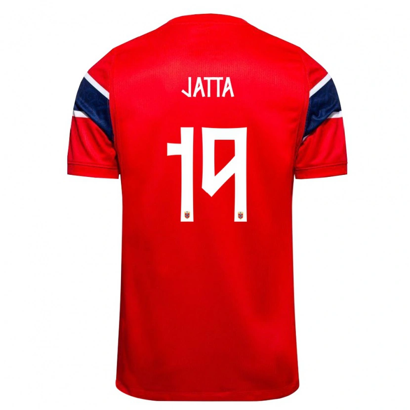 Danxen Män Norge Abdoulie Jatta #19 Röd Marin Vit Hemmatröja Matchtröjor 26-28 Tröjor T-Tröja