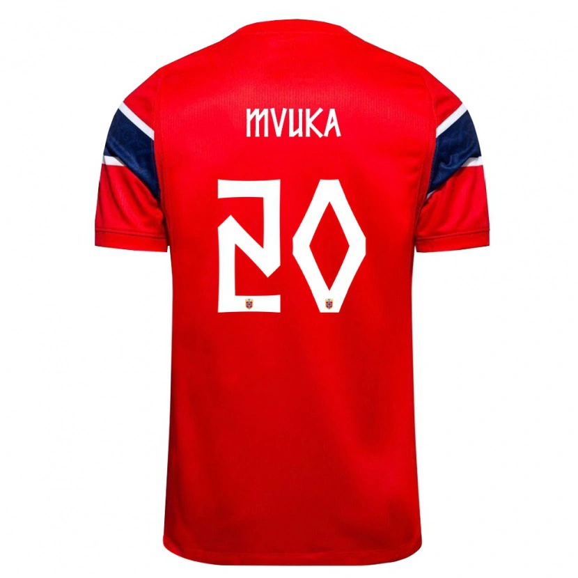 Danxen Män Norge Joel Mvuka #20 Röd Marin Vit Hemmatröja Matchtröjor 26-28 Tröjor T-Tröja