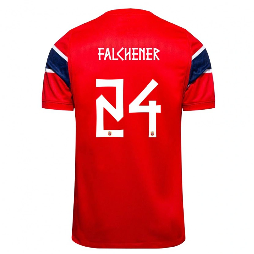 Danxen Män Norge Henrik Falchener #24 Röd Marin Vit Hemmatröja Matchtröjor 26-28 Tröjor T-Tröja